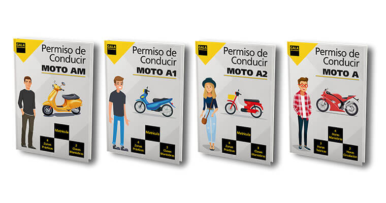 Cuatro libros de los cuatro carnets de moto que existen