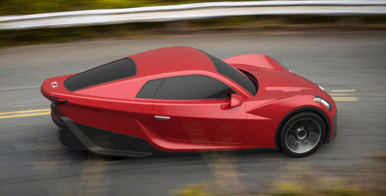 Sondors EV, coche eléctrico de tres ruedas, color rojo